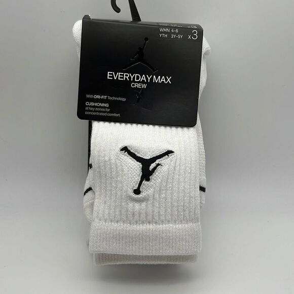 Nike Jordan Everyday Max Unisex Crew Socks (3‎ Pack) WMN 4-6 YTH 3Y-5Y-NWT - Picture 3 of 5